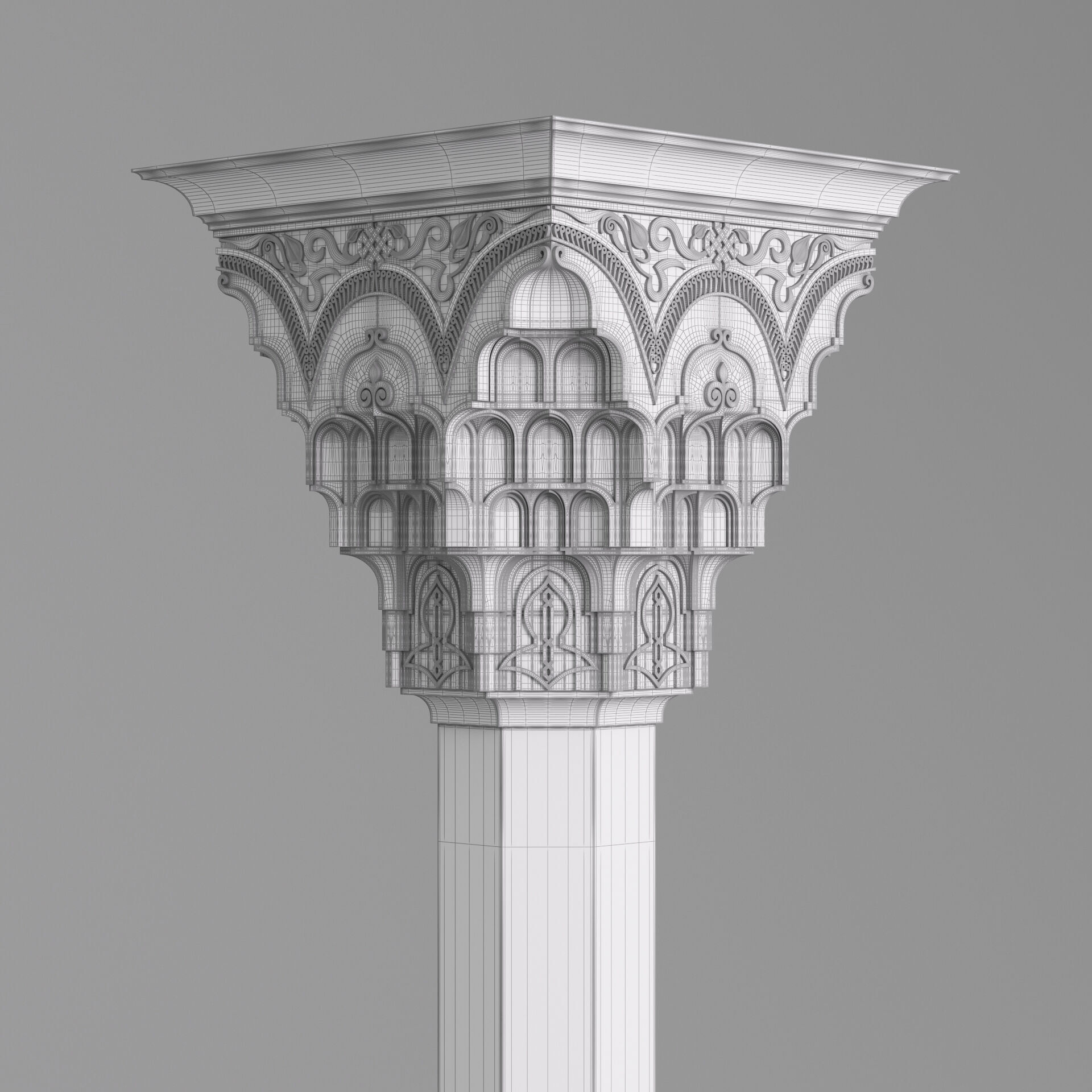 Classic Islamic Muqarnas Column 003 3D model_9