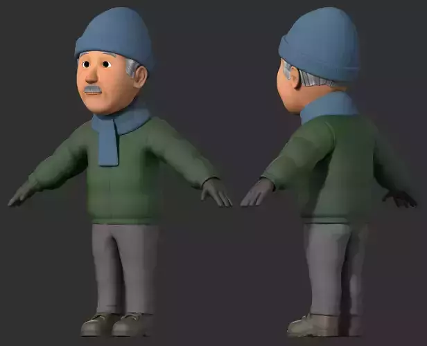 cartoon grandfather winter clothes