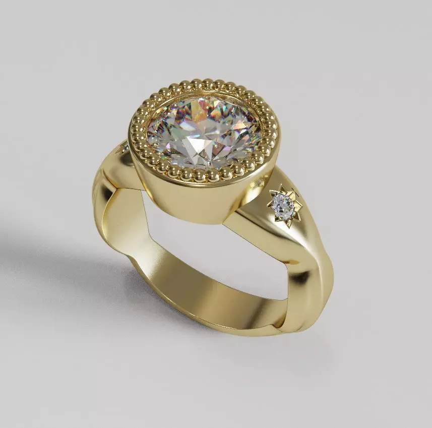 Diamond ring 001 3D print model_0