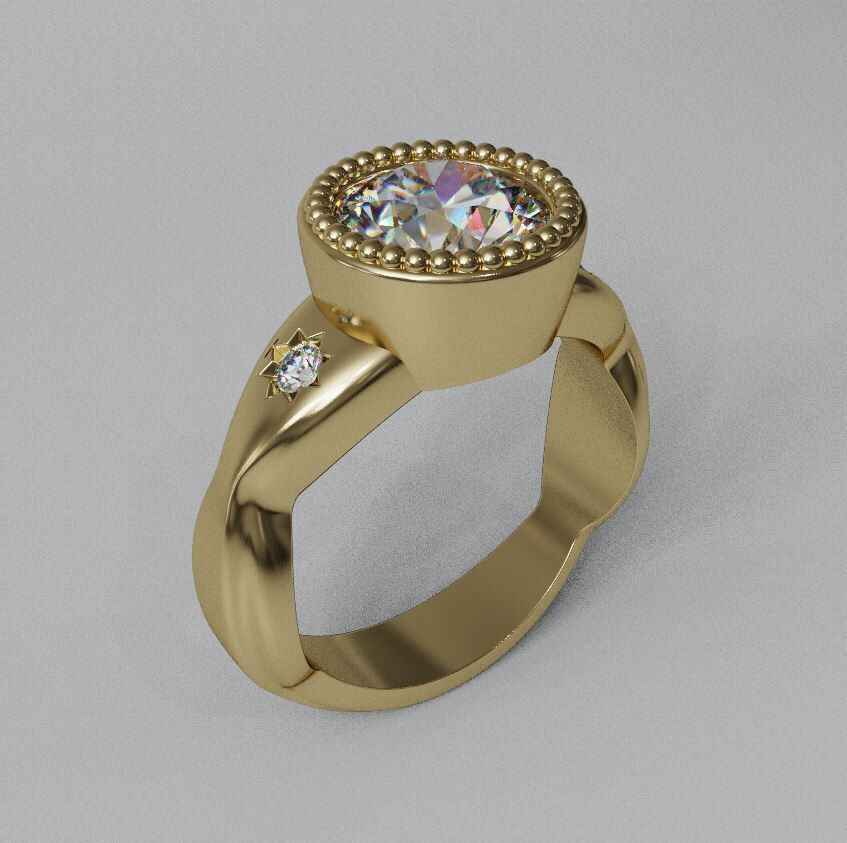 Diamond ring 001 3D print model_1