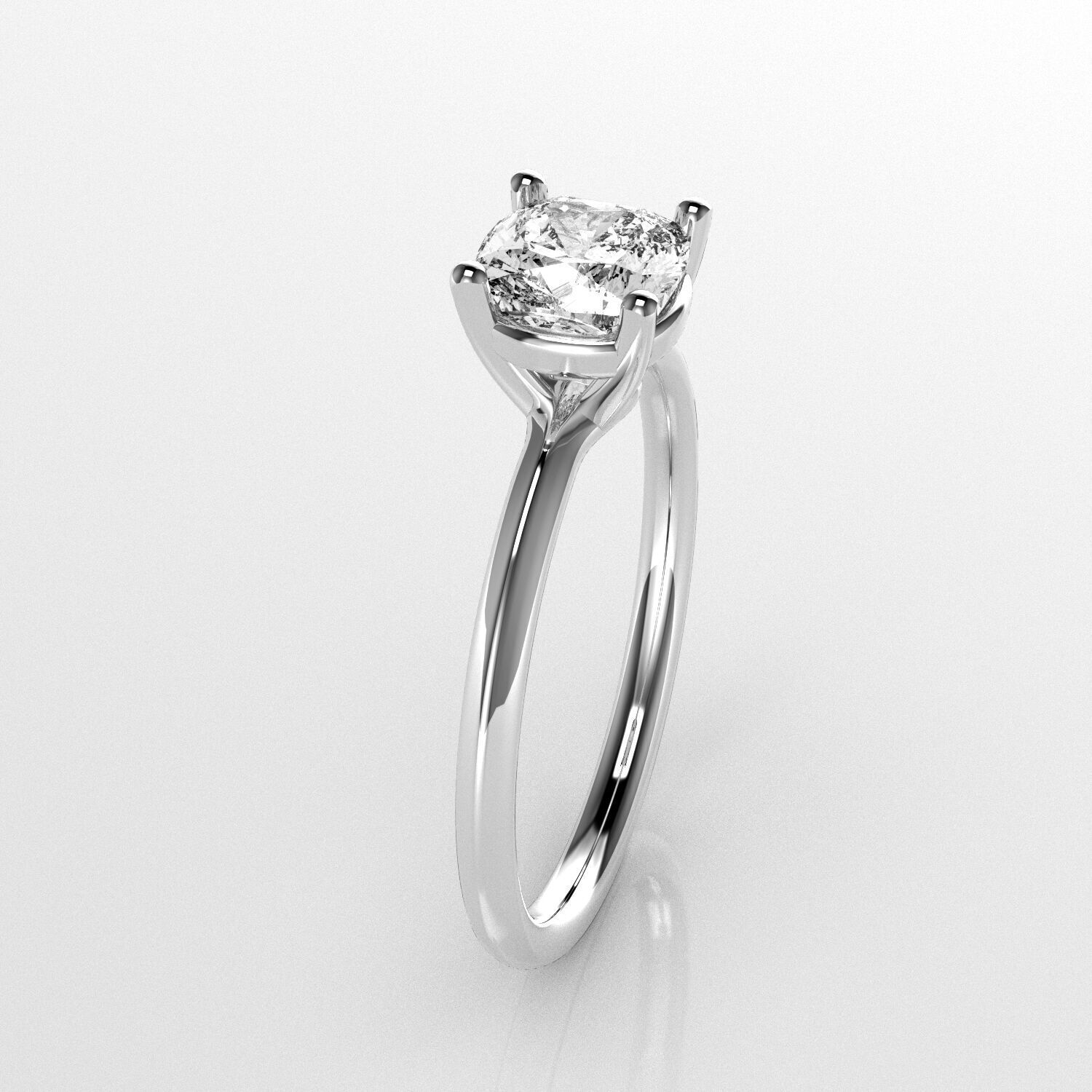 Classic Solitaire Ring - 5-8 mm Cushion cut - 100 ct points 3D print model_3
