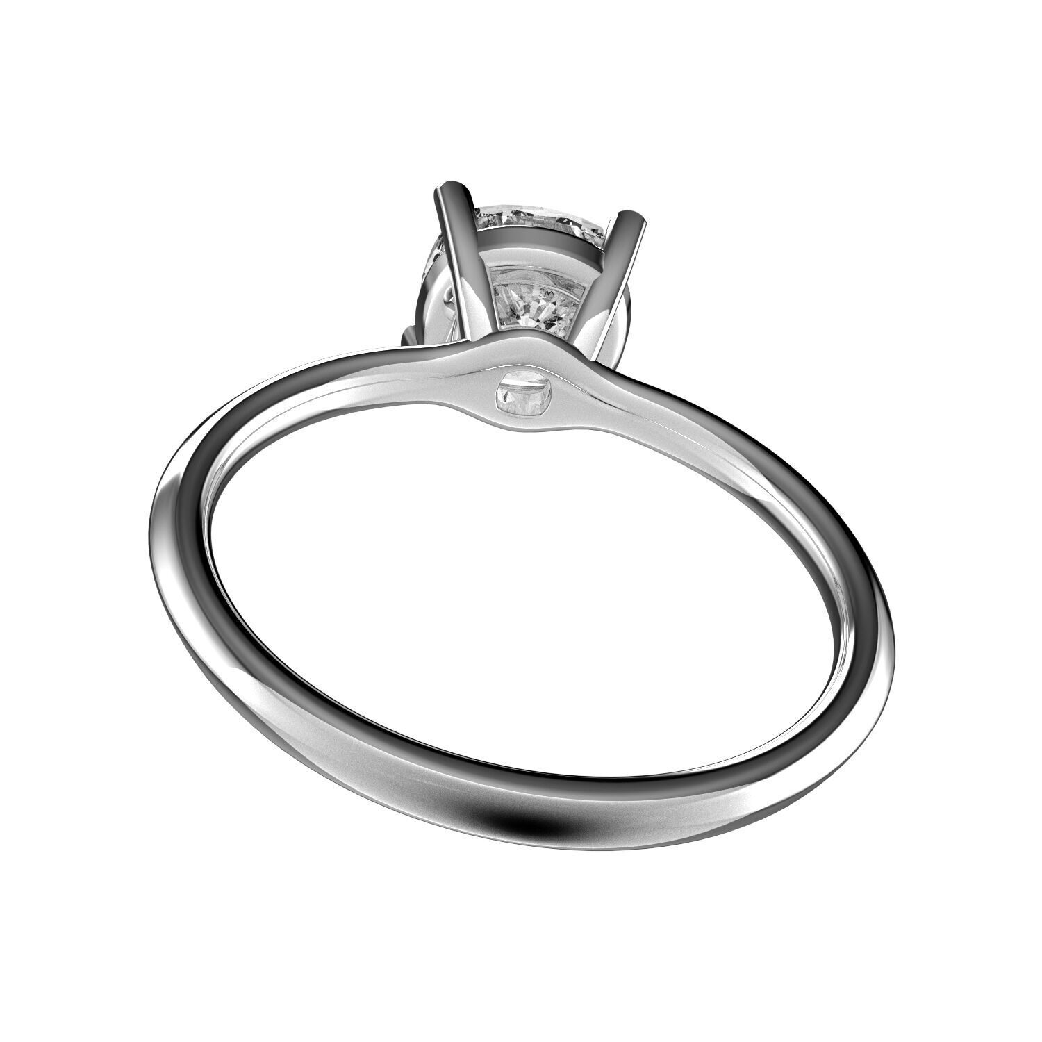 Classic Solitaire Ring - 5-8 mm Cushion cut - 100 ct points 3D print model_4
