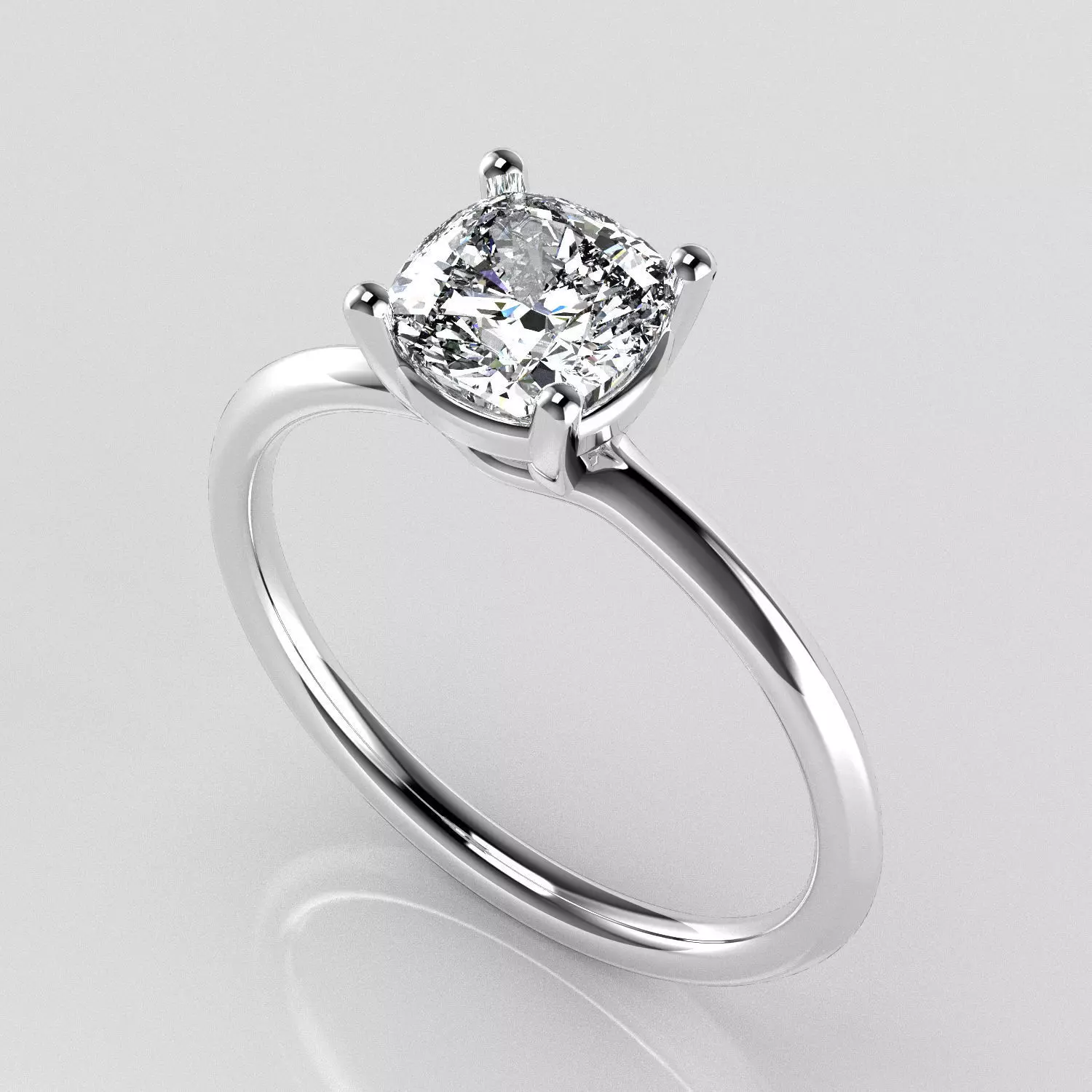 Classic Solitaire Ring - 5-8 mm Cushion cut - 100 ct points 3D print model_0