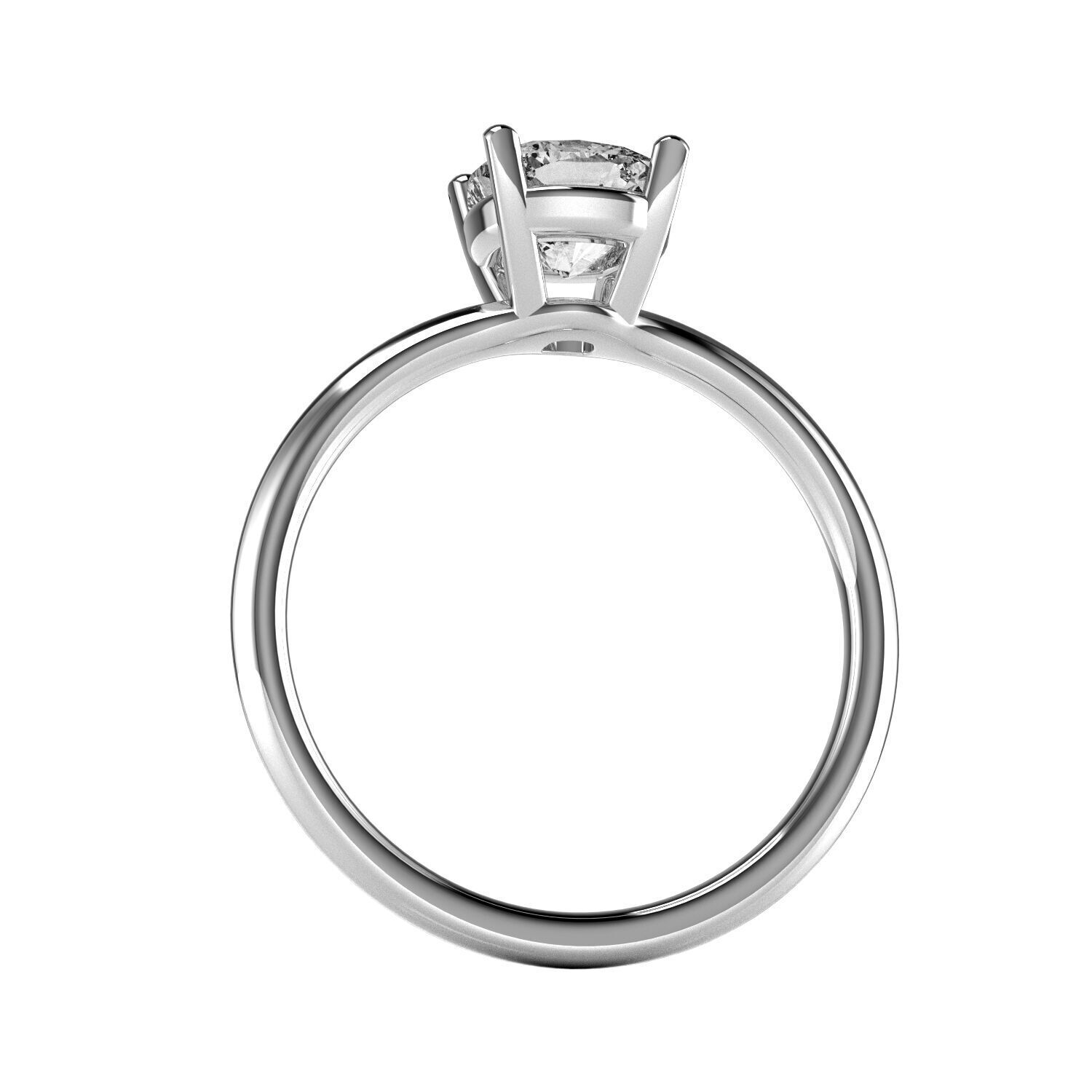 Classic Solitaire Ring - 5-8 mm Cushion cut - 100 ct points 3D print model_2