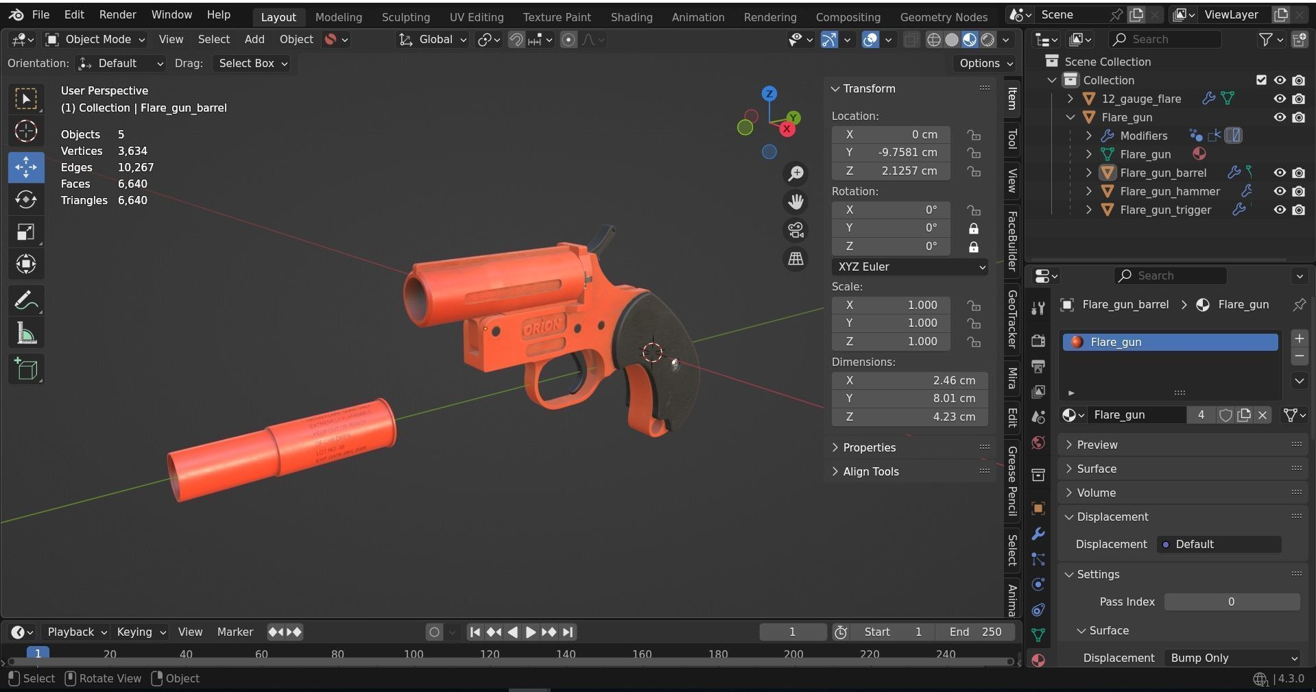 Flare gun Orion Low-poly 3D model_21
