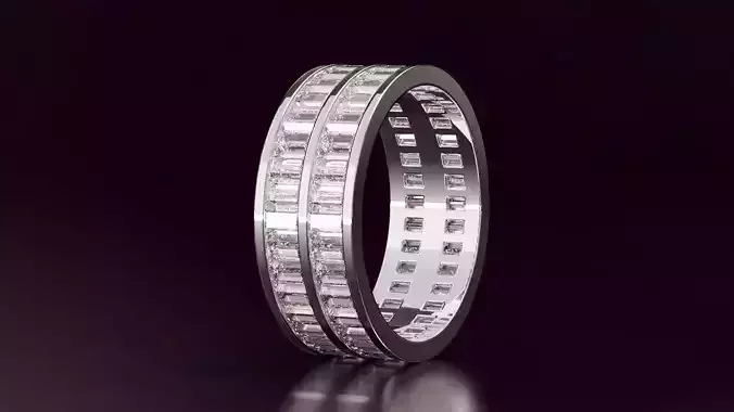 2line baguette straight cut eternity ring 54EU size