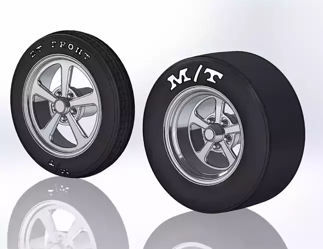 Set of wheels Billet Dominator for scale model dragster