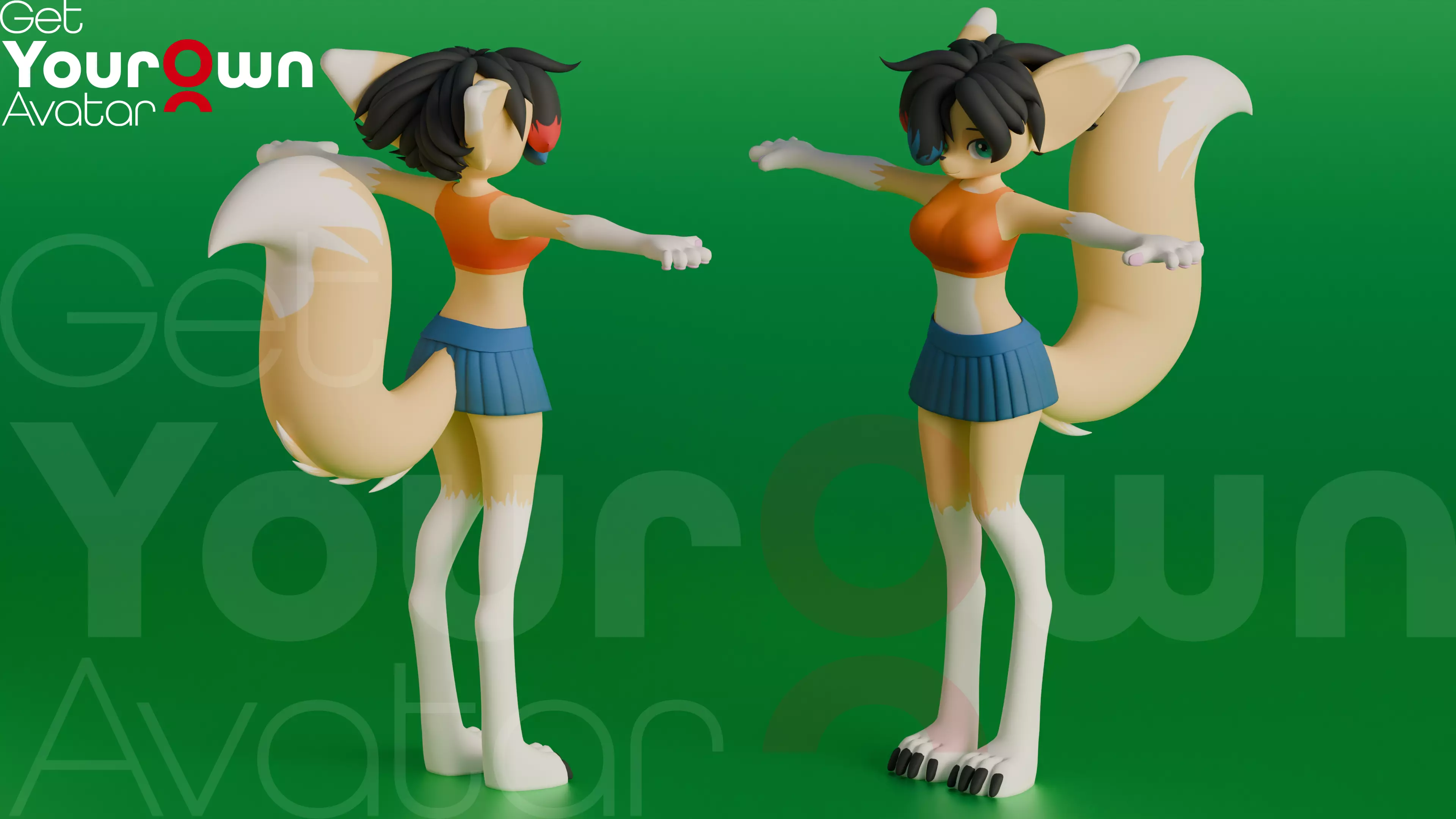 Furry Foxy 3D Avatar For SFM VRChat And Animation Low-poly 3D model_0