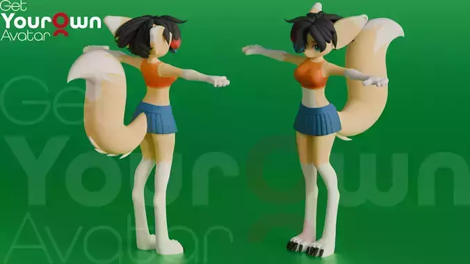 Furry Foxy 3D Avatar For SFM VRChat And Animation Low-poly 3D model