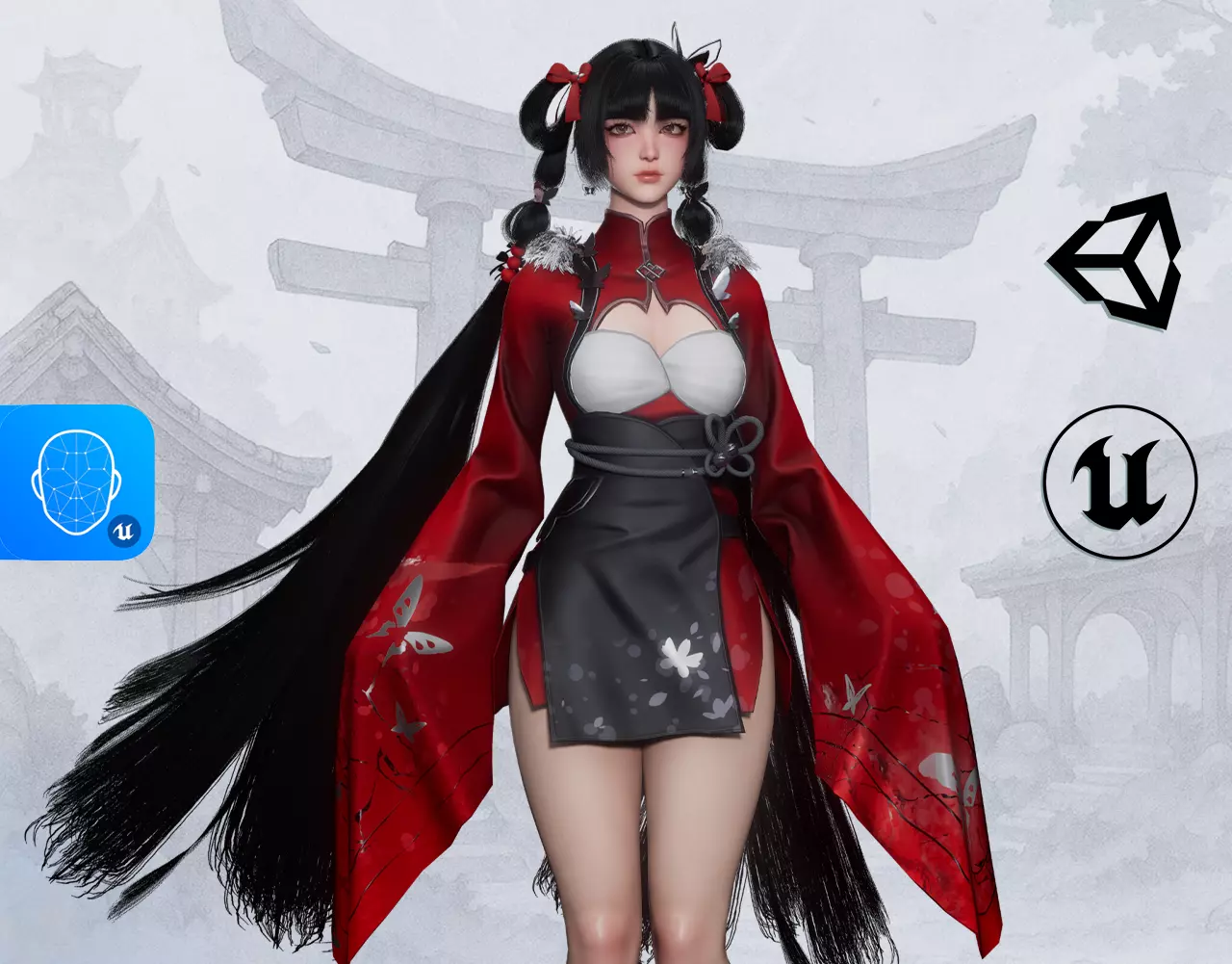 Xiao Jue Asian Girl - Game Ready Low-poly 3D model_0