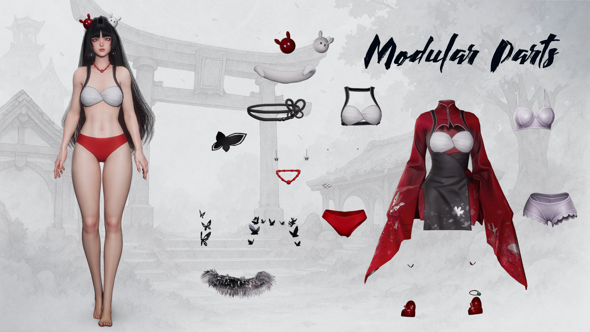 Xiao Jue Asian Girl - Game Ready Low-poly 3D model_8