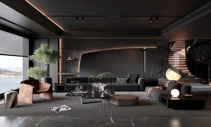 Modern audio-visual room 3D model