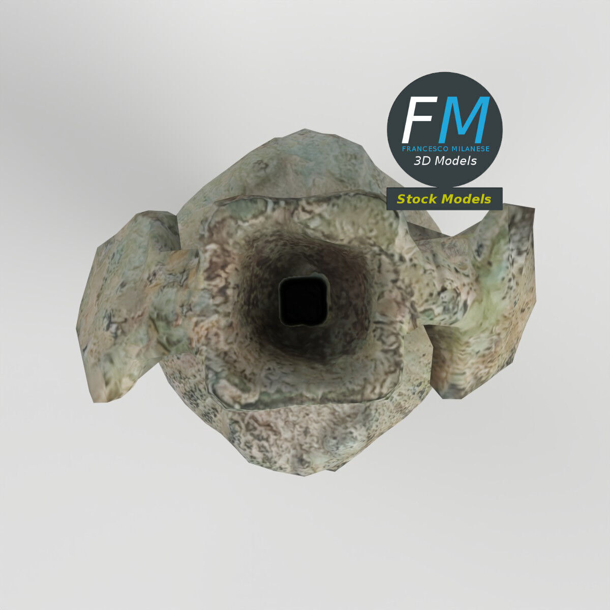 Ancient double handled amphora 3D model_6