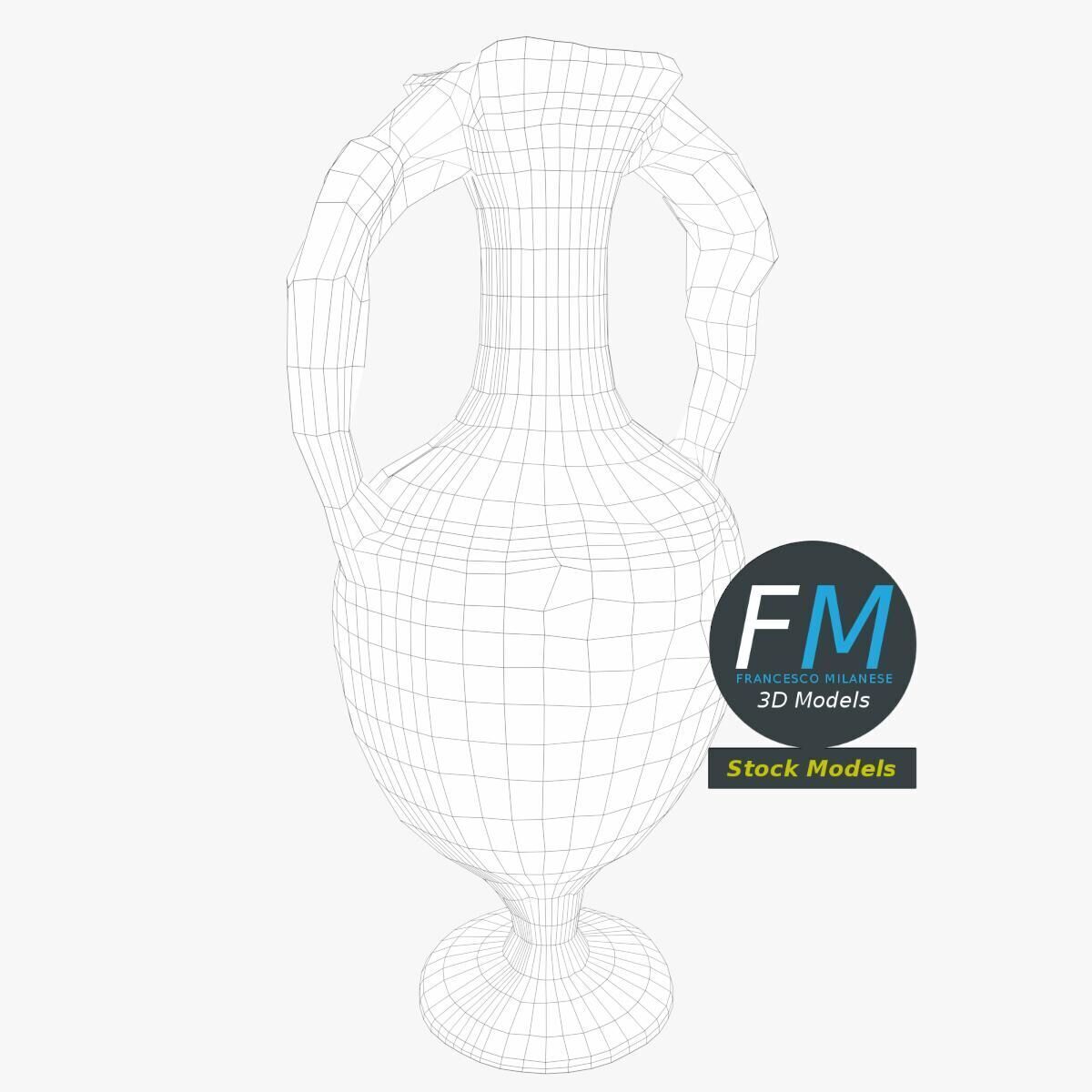 Ancient double handled amphora 3D model_7