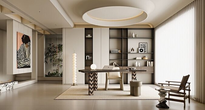 Modern study room 3D model