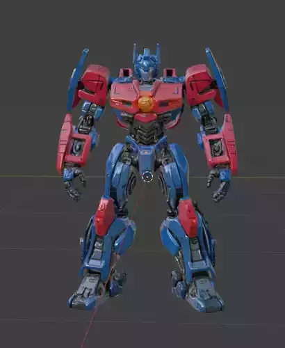 Stylized Mecha Warrior  Red and Blue Armor Variant