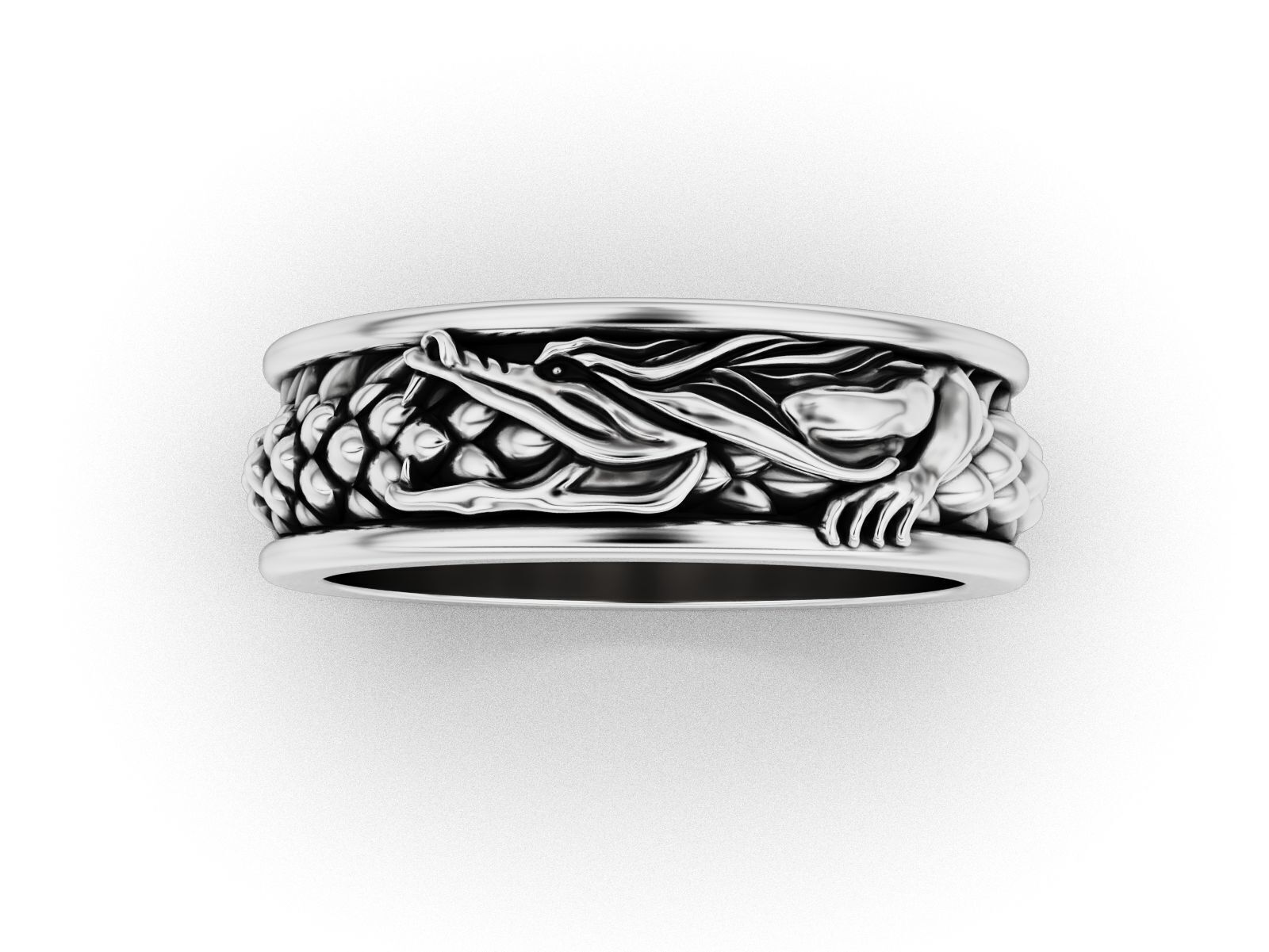 Ouroboros dragon band ring 3D print model_4