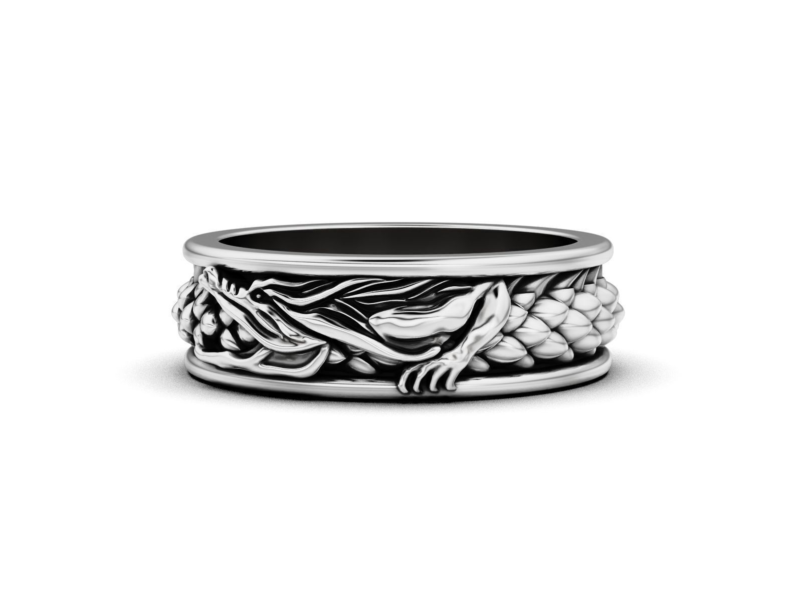 Ouroboros dragon band ring 3D print model_15