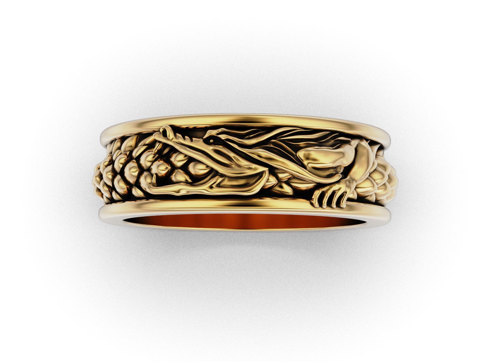 Ouroboros dragon band ring 3D print model_7