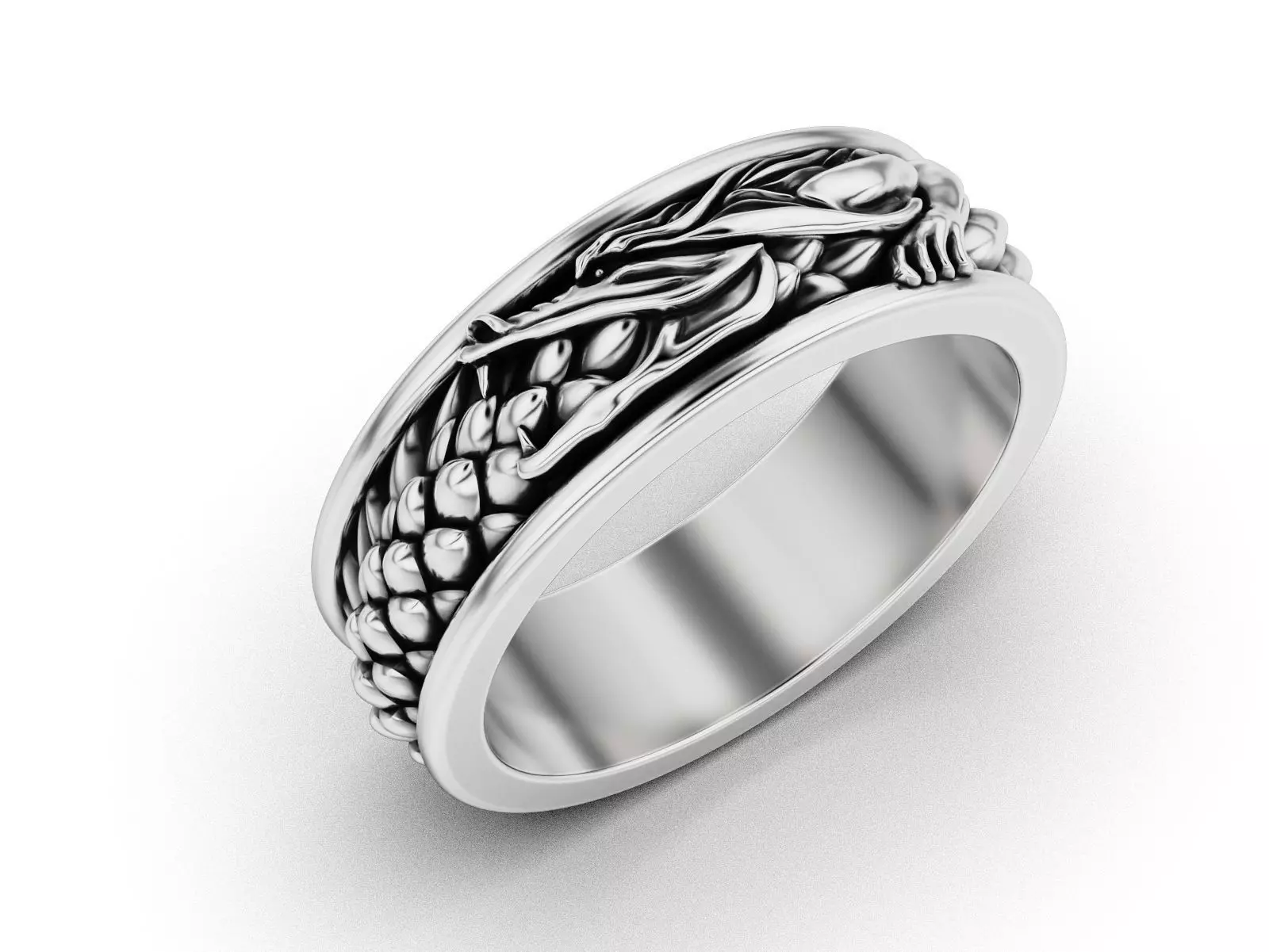 Ouroboros dragon band ring 3D print model_0