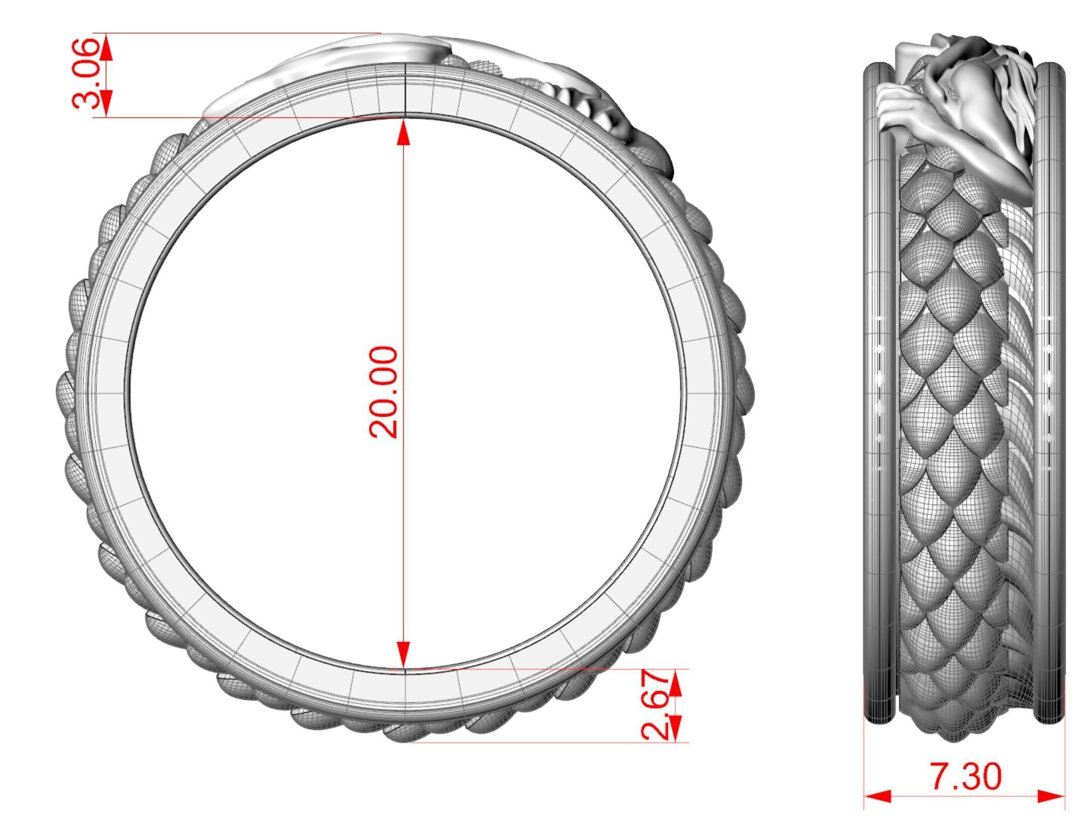 Ouroboros dragon band ring 3D print model_12