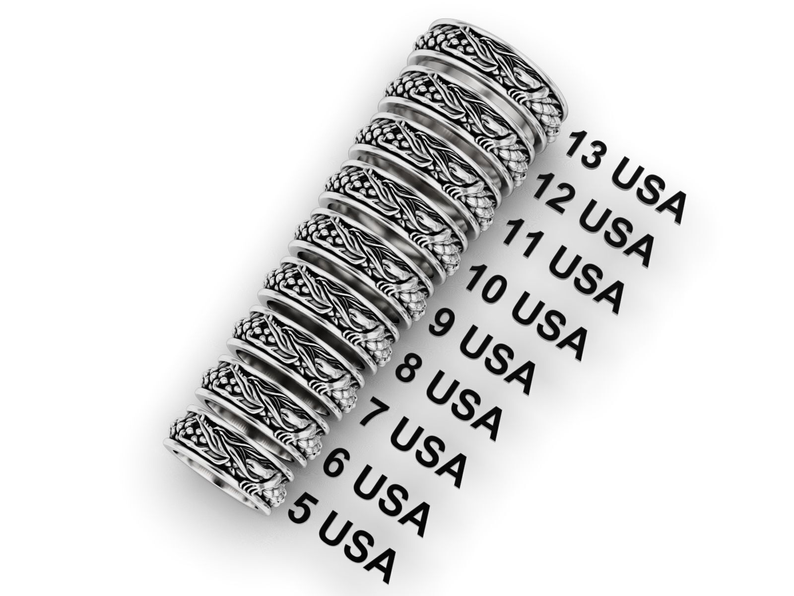 Ouroboros dragon band ring 3D print model_1