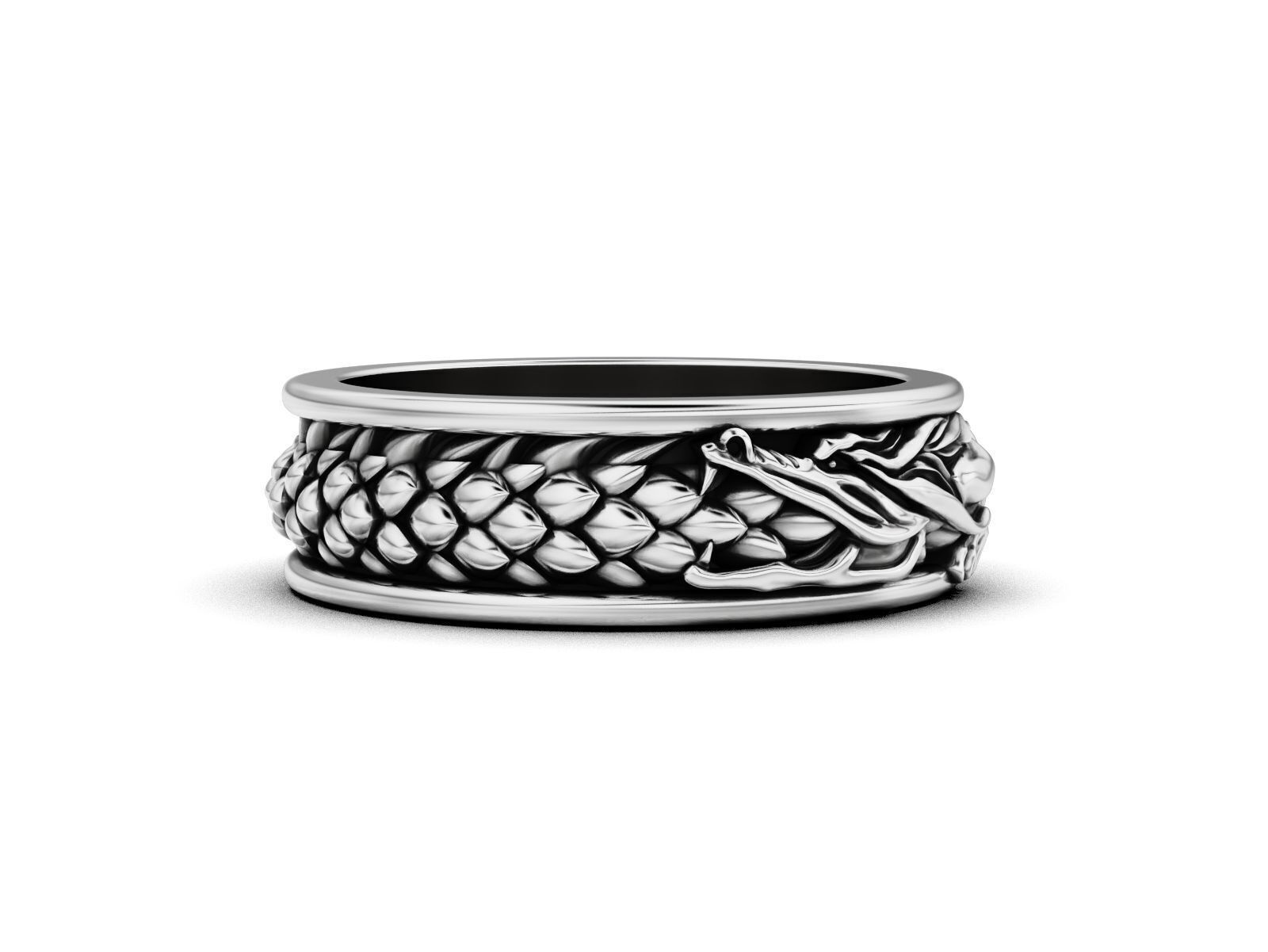 Ouroboros dragon band ring 3D print model_13