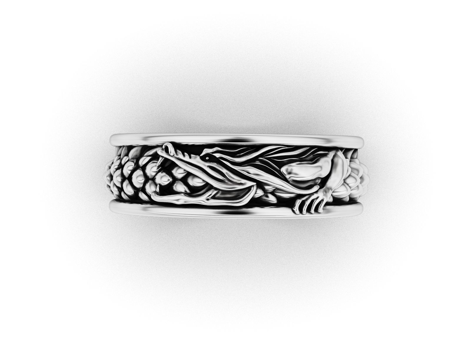 Ouroboros dragon band ring 3D print model_5
