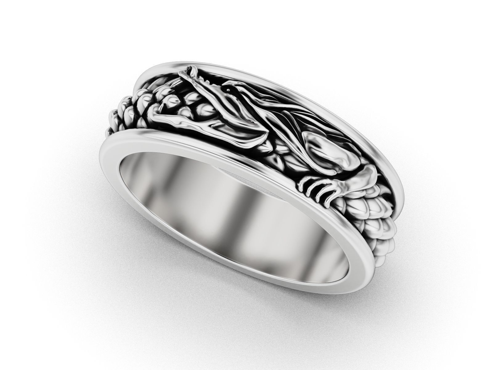 Ouroboros dragon band ring 3D print model_2