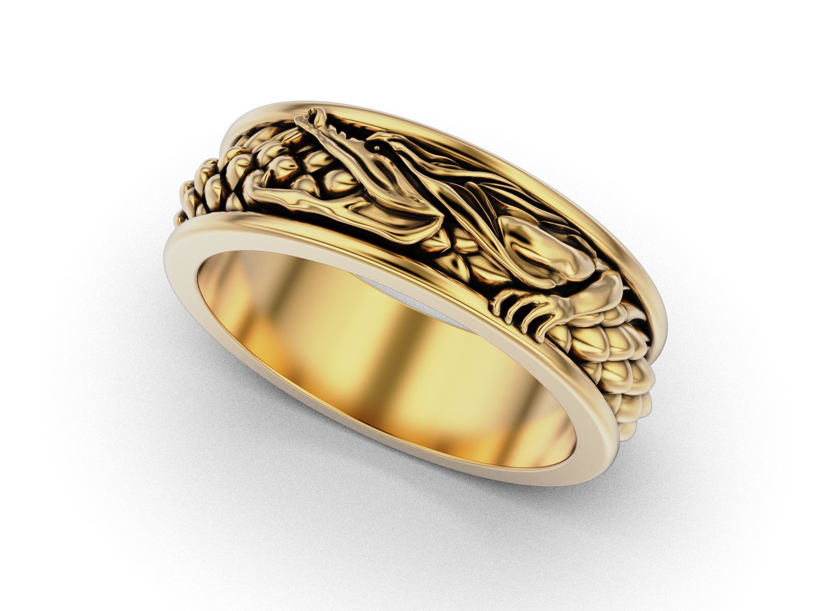 Ouroboros dragon band ring 3D print model_6