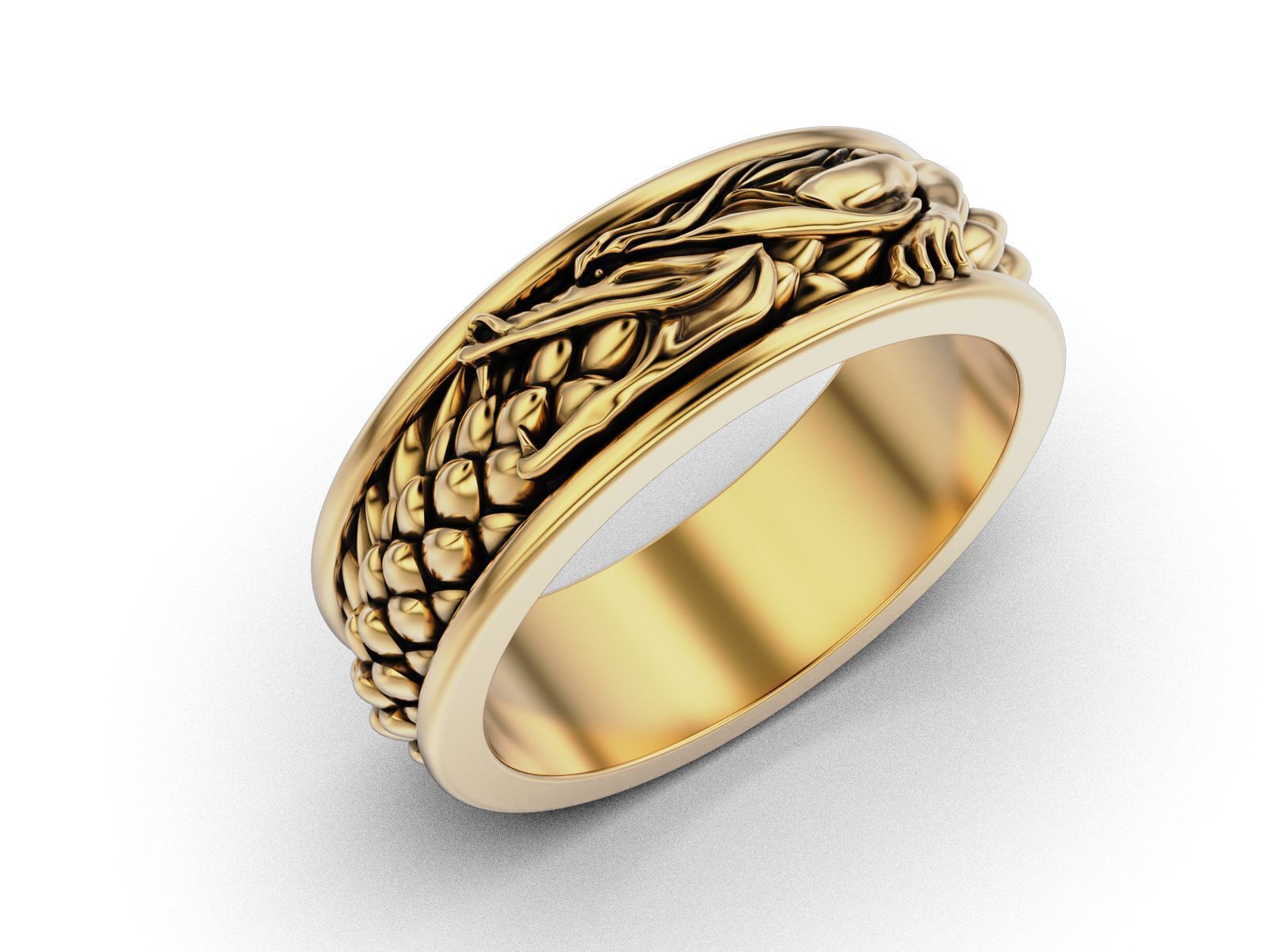 Ouroboros dragon band ring 3D print model_8