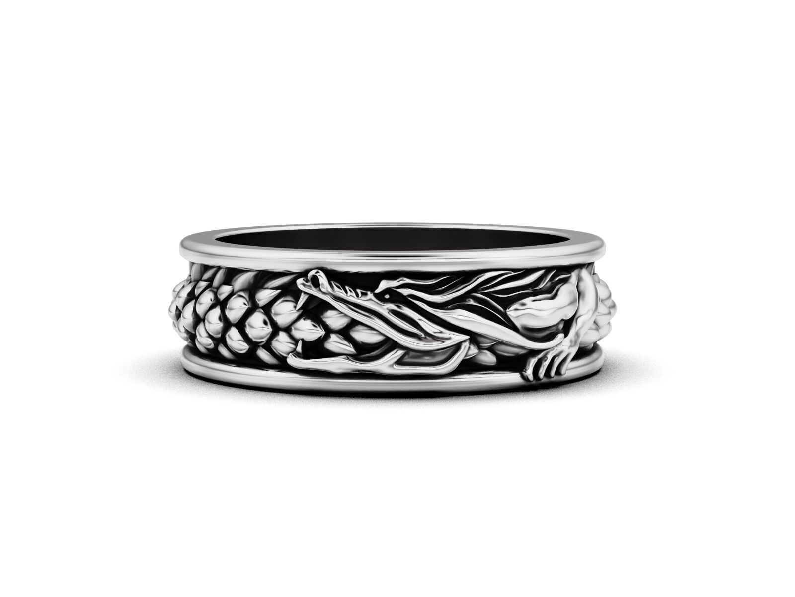 Ouroboros dragon band ring 3D print model_14