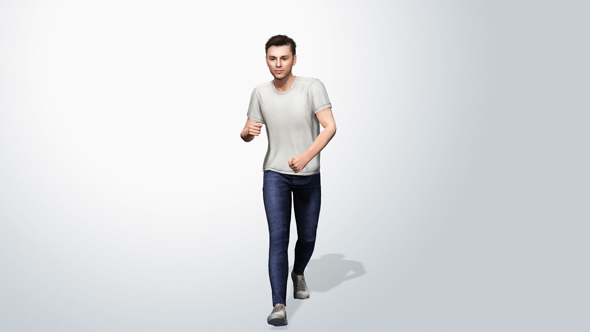 Young Man with White T-Shirt Low-poly 3D model_4