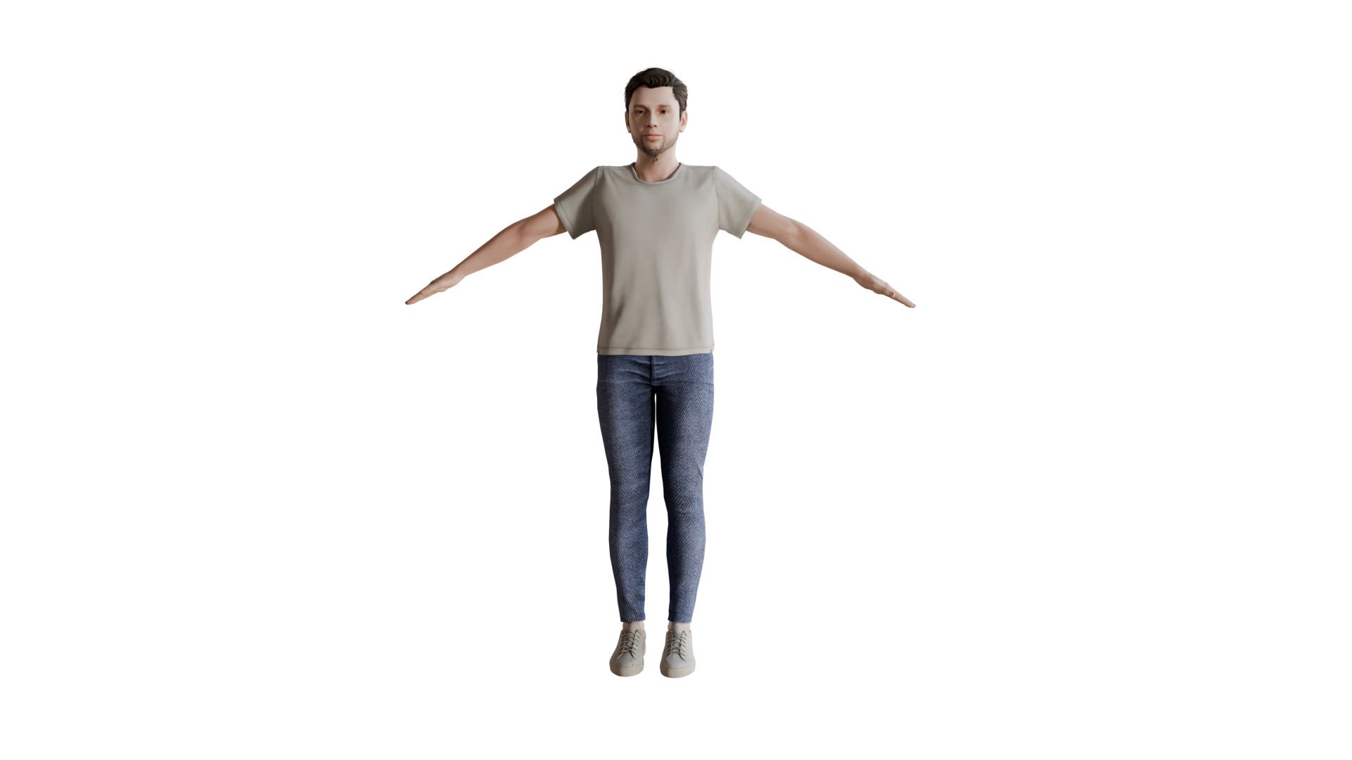 Young Man with White T-Shirt Low-poly 3D model_3