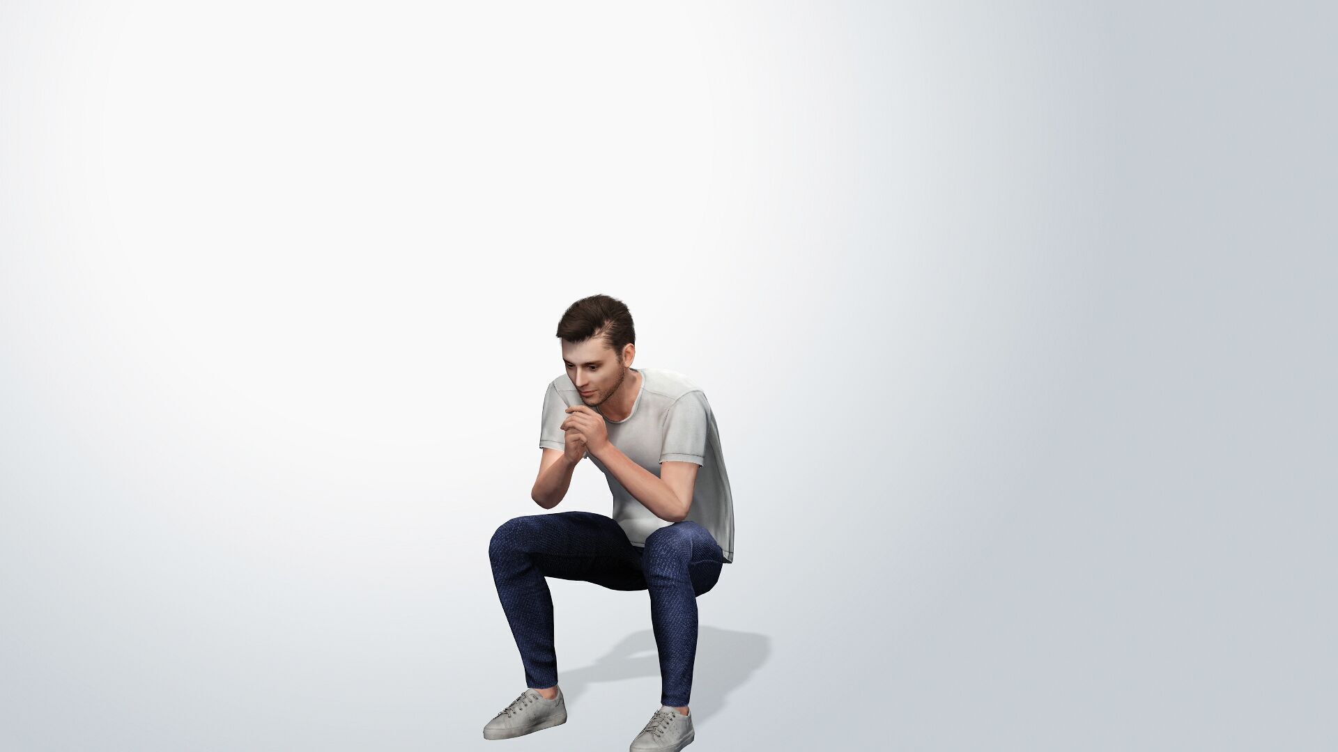 Young Man with White T-Shirt Low-poly 3D model_10