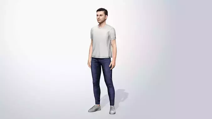 Young Man with White T-Shirt 3D model
