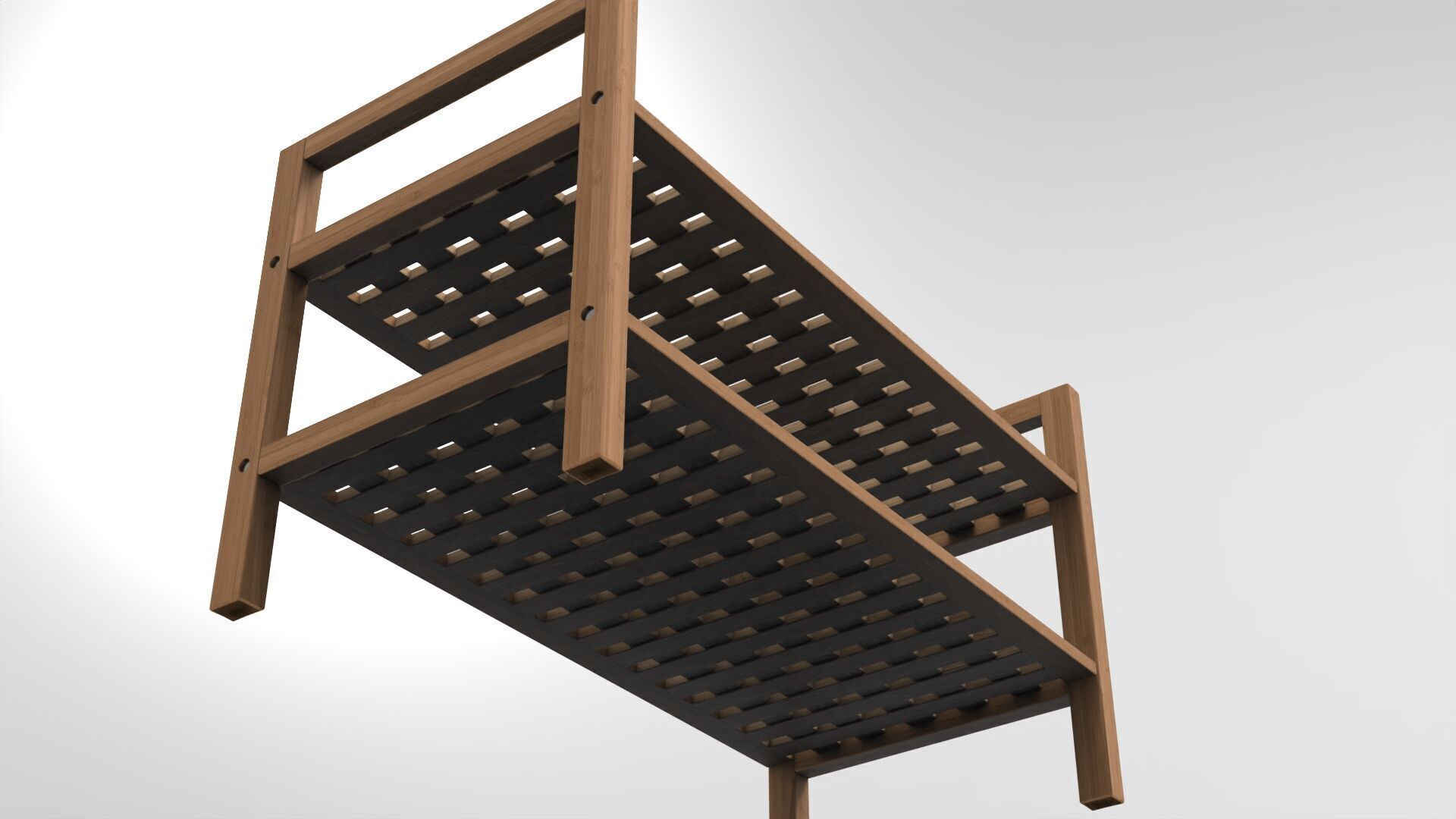 wood bed Low-poly 3D model_3