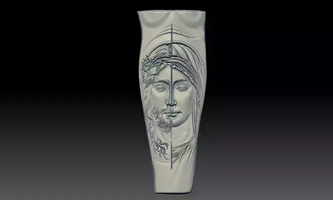 Our Lady Virgin Mary And Jesus Face on Hand