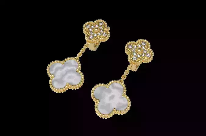 diamond Paved flower clips earring two flower