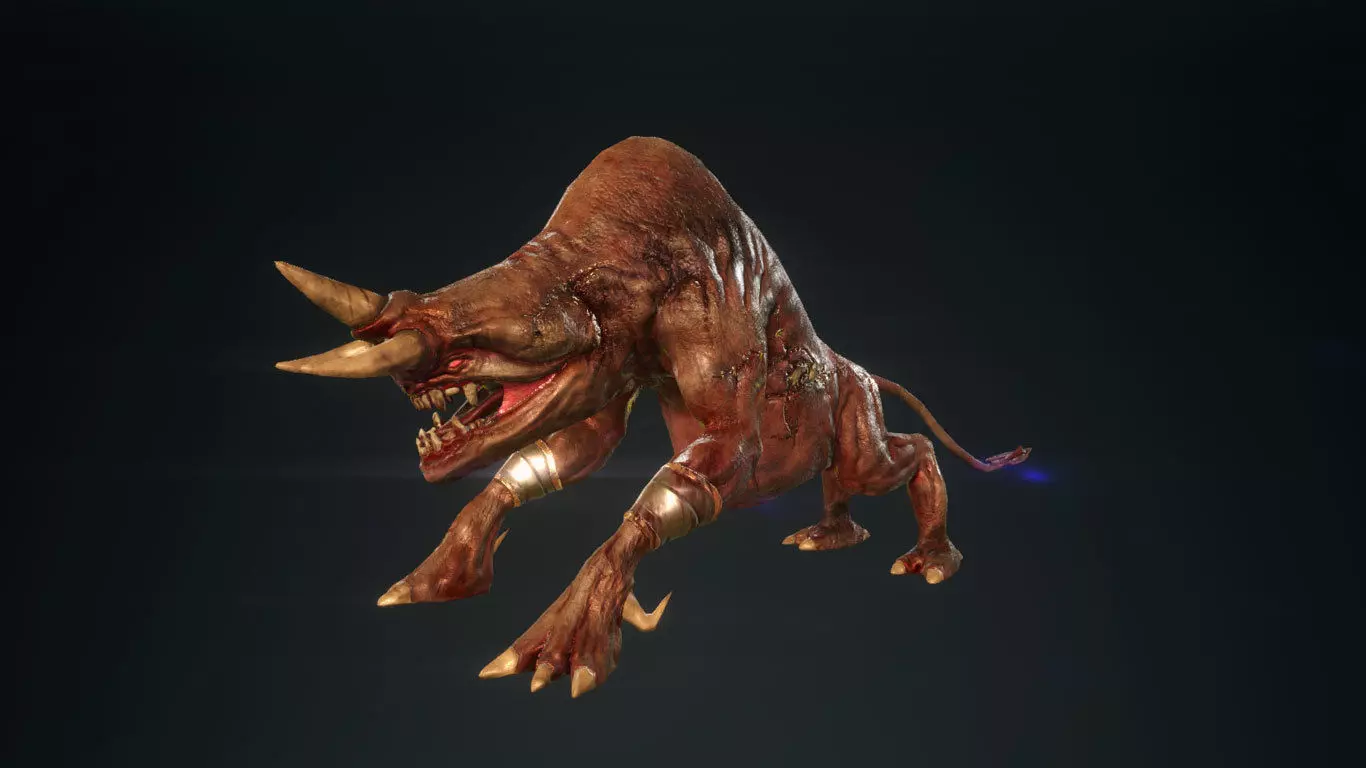 Horned Monster Low-poly 3D model_0