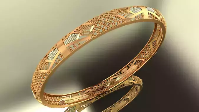 1182 Floral Geometric Net Bangle 61MM-9gm 3D print model