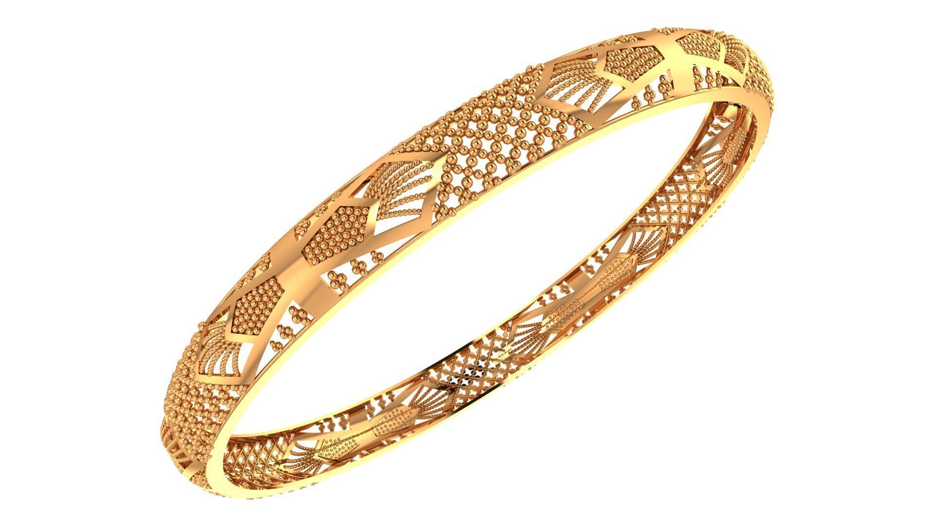 1182 Floral Geometric Net Bangle 61MM-9gm 3D print model_1