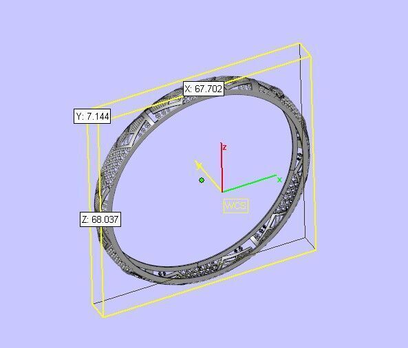 1182 Floral Geometric Net Bangle 61MM-9gm 3D print model_6