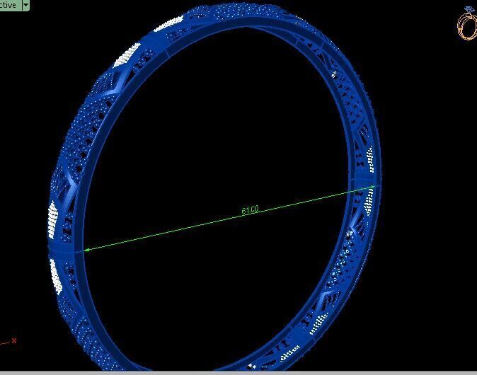 1182 Floral Geometric Net Bangle 61MM-9gm 3D print model_4