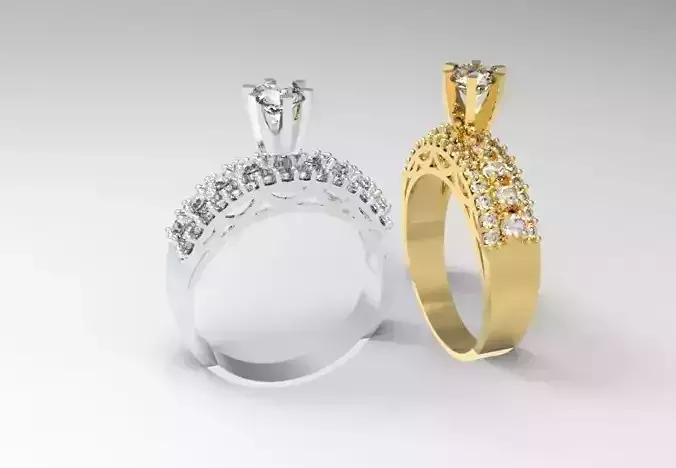 Halo Engagement  jewelry Ring with Cathedral Setting