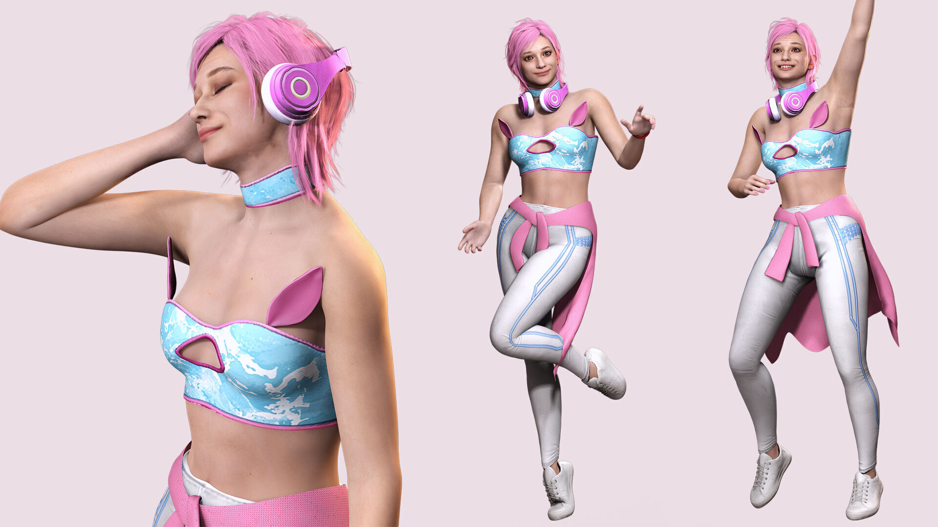 Sokor Stylized Urban Female Character Game Ready Rigged 3D Model Low-poly 3D model_7