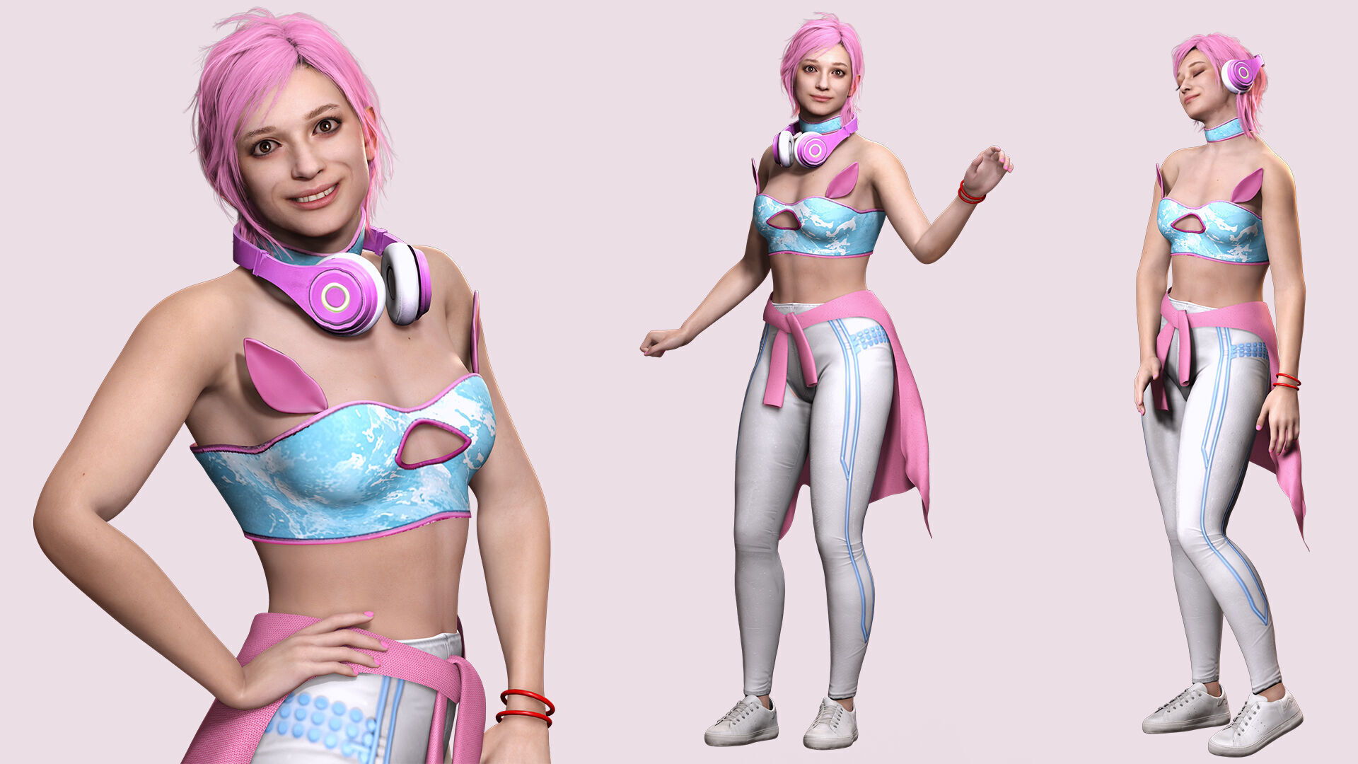 Sokor Stylized Urban Female Character Game Ready Rigged 3D Model Low-poly 3D model_5
