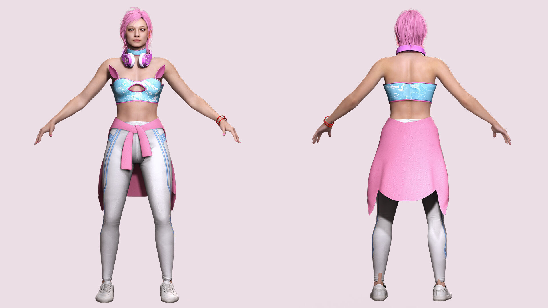 Sokor Stylized Urban Female Character Game Ready Rigged 3D Model Low-poly 3D model_2