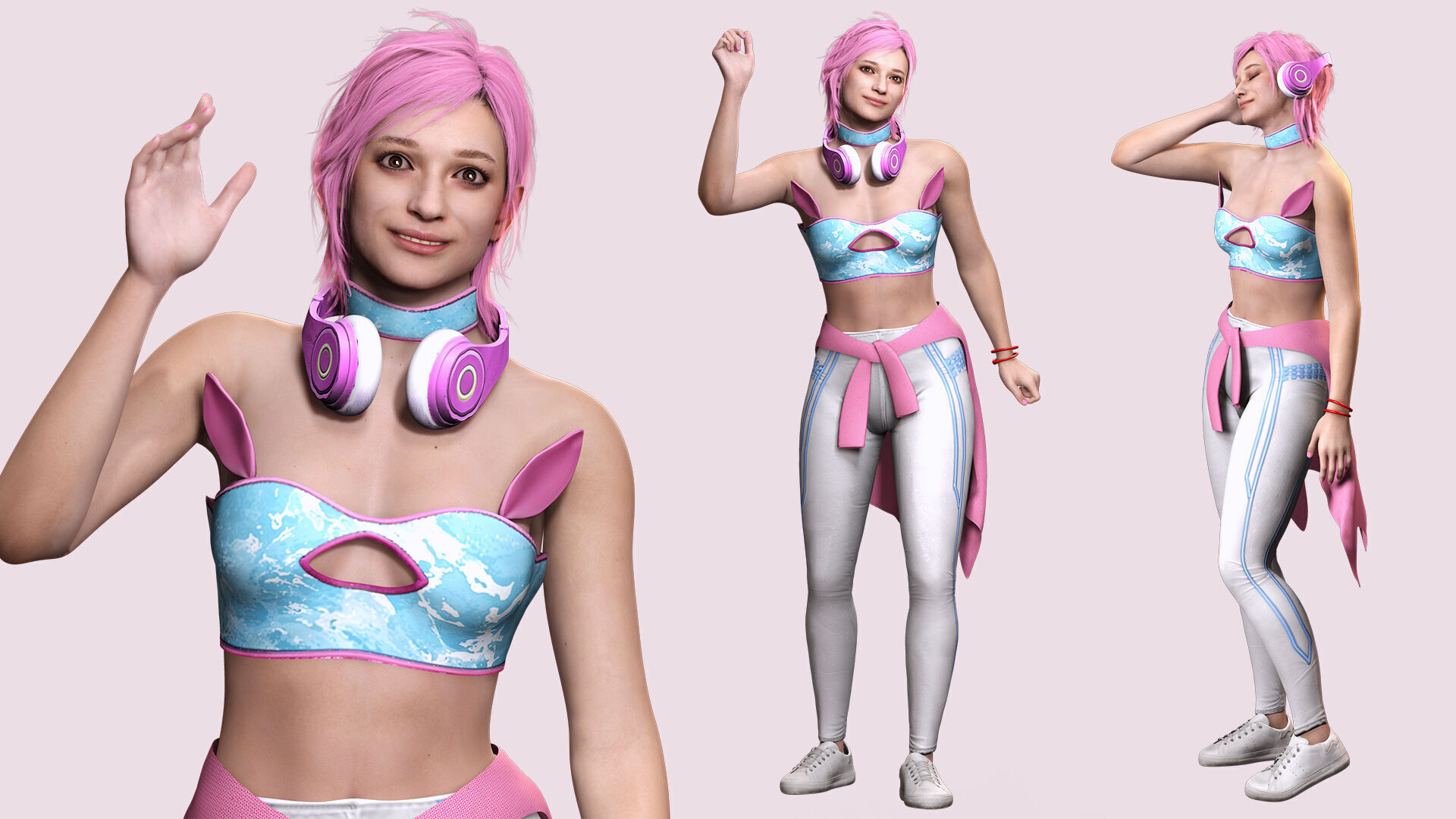 Sokor Stylized Urban Female Character Game Ready Rigged 3D Model Low-poly 3D model_6