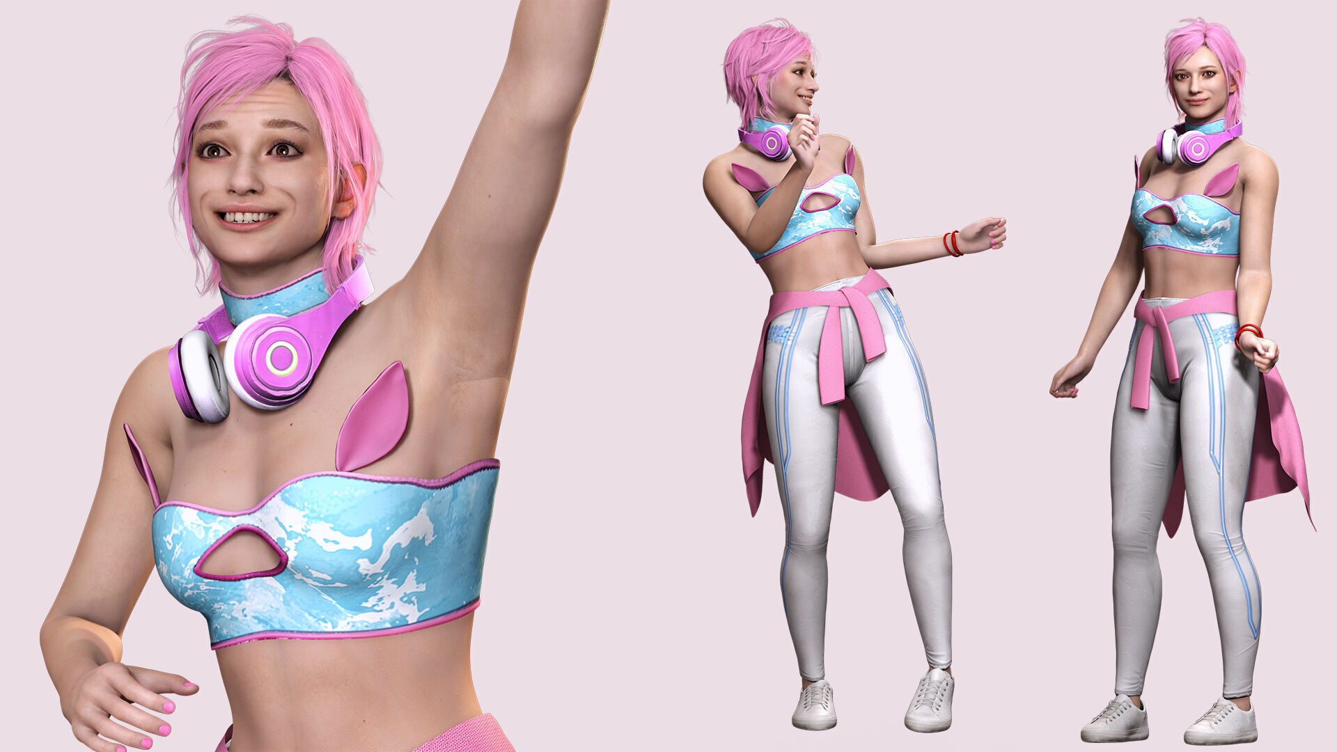 Sokor Stylized Urban Female Character Game Ready Rigged 3D Model Low-poly 3D model_8